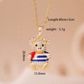 Gold-plated teddy bear pendant necklace with full cubic zirconia and colorful enamel - Golden Bear (2808)