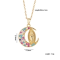 Collar de luna creciente dorada con circonitas de colores y colgante de Virgen María - Circonia Multicolor Media Luna María (A479)