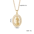 Collar colgante Virgen María dorado con cristales blancos y cadena de eslabones ajustable - Circonia Blanca María Ovalada (A477)