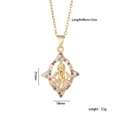 Collar medalla María dorada estrella con circonitas de colores y medidas detalladas - Circonia Multicolor Estrella María (A478)