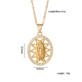 Collana con ciondolo Maria Vergine dorata, alone di zirconi e catena a O lucida - Zirconia Bianca Traforato Raggio Stella Maria (A473)