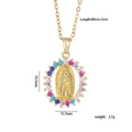 Collana d'oro con ciondolo Vergine Maria con zirconi colorati e catena da 45 cm - Zirconia Multicolore Rilievo Maria (A474)