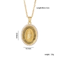 Collana con pendente ovale della Vergine Maria in oro con pietre di zircone bianco - Zirconia Bianca Ovale Rilievo Maria (A475)