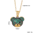 Golden bear pendant necklace with green and black zircon pavé and 45cm chain - Green