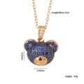 Golden necklace featuring a blue and black bear head pendant with zircon stones - Sapphire Blue
