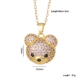 Golden bear pendant necklace with purple cubic zirconia and crystal chain for women - Purple