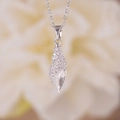 Silver conch pendant necklace with sparkling micro-inlaid diamonds on a cable chain - Conch Style (A1188) / Silver