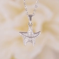Silver starfish pendant necklace with pavé-set crystals and stainless steel chain - Starfish Style (A1190) / Silver