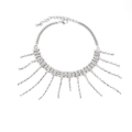 Bracelet de cheville argenté à pampilles avec franges en strass et fermoir réglable - Argent