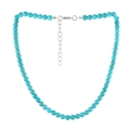 Collana minimalista con perline turchesi azzurre, trama naturale e chiusura in argento - Stile Perla Rotonda da 6mm (NK24430-6)