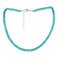 Collana di perle turchesi minimalista con chiusura a moschettone in argento e catena - Stile Perline Piatte 6mm (NK24430-6 Piatta)