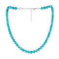 Collana minimalista con perline di turchese e chiusura regolabile in argento lucido - Stile Perla Rotonda da 8mm (NK24430-8)