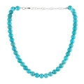 Collana minimalista con perline di turchese tonde e chiusura a moschettone argento - Stile Perla Rotonda da 10mm (NK24430-10)