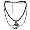 Collana gotica a due strati con ciondolo a luna nera e cristallo a goccia nera - Stile Luna Goccia d'acqua (NK24820)
