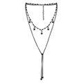 Elegante collana a Y nera multistrato con ciondoli a stella e nappe di perline nere - Stile Stella Nappina (NK24930)