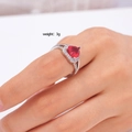 Women's copper ring featuring a heart-shaped red zircon with micro-set stones, weighs 3g - Deep Red Main Stone Style (Red 111)
