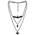 Gothic multi-layer necklace featuring black bat and spider pendants on tiered chains - 4-Layer Bat Spider Style