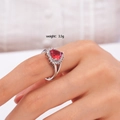 Elegant red heart-shaped zirconia ring on finger, 3.5g adjustable copper jewelry - Full Zirconia Style (Red 105)