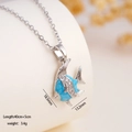 Collana in argento con ciondolo a forma di pesce smaltato blu e zirconi - Stile Pesce B (1956)