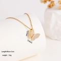 Golden copper necklace with bow pendant paved with zircon stones and adjustable chain - Butterfly (1661)