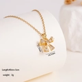Golden bow pendant necklace with cubic zirconia, size 11.7x14.7mm and 40+5cm chain - Bowknot (1662)