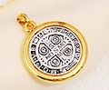 Two-tone gold and silver Saint Benedict medal pendant in stainless steel - Single Pendant (No Chain)