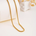 Polished gold plated stainless steel box chain necklace with elegant metallic luster - Box Chain Only (Without Pendant)