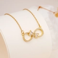 Elegant gold infinity necklace for women with zircon crystals and sleek titanium steel chain - Gold Infinity White Zirconia Style (2547)