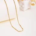 Elegant gold-tone beaded snake chain necklace in stainless steel for a minimalist look - Snake Bead Chain Only (Without Pendant)