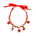 Collana di Natale con nastro rosso, catena dorata e ciondoli festivi assortiti - Rosso