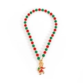 Christmas necklace with red and green beads featuring a festive Santa Claus pendant - OT Buckle Santa Style (NK26330-Santa)