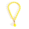 Mode kralenketting in heldergeel met gouden OT-sluiting en een ronde hanger - Geel