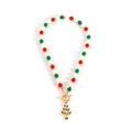 Christmas pearl necklace with red green white beads and enamel tree pendant - OT Buckle Tree Style (NK26330-Tree)