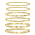 Set of 6 gold beaded stretch bracelets in 4/5/6mm sizes with polished finish - Stacking Gold Bracelet Set (NK27880-2 Gold) / Gold