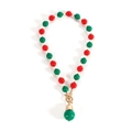 Collier de perles de Noël avec perles rouges et vertes et fermoir OT doré brillant - Rouge & Vert