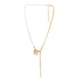 Winter vintage snowflake pendant necklace with white beads and golden chain link - Snowflake Spliced Style (NK26320-Gold)