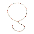 Detailed close-up of gold chain necklace featuring multi-colored round faceted crystals - Round Crystal Style (NK27440-1)