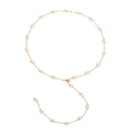Detail of elegant gold alloy link necklace featuring scattered white pearls on white background - Round Artificial Pearl Style (NK27440-2)