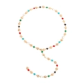 Detail of gold chain necklace with colorful clover and butterfly charms on white background - Butterfly Design (NK27440-4)