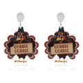 Truthahn-Ohrringe aus Acryl für Erntedankfest mit Gobble-Gobble-Schild und festlichem Design - Truthahn mit Gobble Schild (Ohrclip)