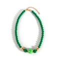 Vintage groene kralenketting met gouden accenten en een geverfde boompatroon kraal - Groen