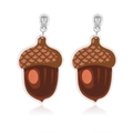 Cartoon style acorn wooden earrings with silver rings for Thanksgiving fashion wear - Acorn Style (ER23230-2)