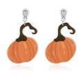 Creative pumpkin clip-on earrings in orange acrylic for Thanksgiving and Halloween - Pumpkin Style (ER23230-3)