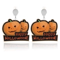 Orecchini a zucca di Halloween con stampa Happy Halloween e clip argentate - Happy Halloween Set di Zucche (ER23200-5)