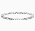 Polished silver beaded stretch bracelet with high-shine metallic finish in 6mm beads - Small Round Bead Style (4mm Silver) / Silver