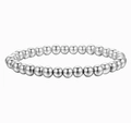 Polished silver beaded stretch bracelet set with 4mm to 6mm high-gloss metallic beads - Medium Round Bead Style (5mm Silver) / Silver