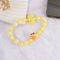 Sweet yellow strawberry cake beaded phone charm lanyard with a bright bow and cream beads - Yellow Strawberry Cake
