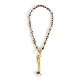 Vintage gold heart necklace with black velvet ribbon and dangling tassel pendants - Hollow Heart Style (NK26850)