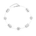 Collana minimalista in argento con perle geometriche e cilindri lucidi a specchio - Argento