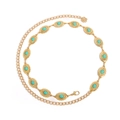 Catena da vita boho dorata con pietre turchesi ovali e chiusura a moschettone regolabile - Blu